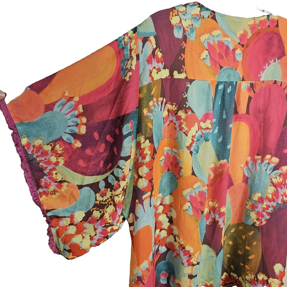 Judith March Open Kimono Size Large Southwestern Cactus Desert Colorful Topper - Picture 7 of 15